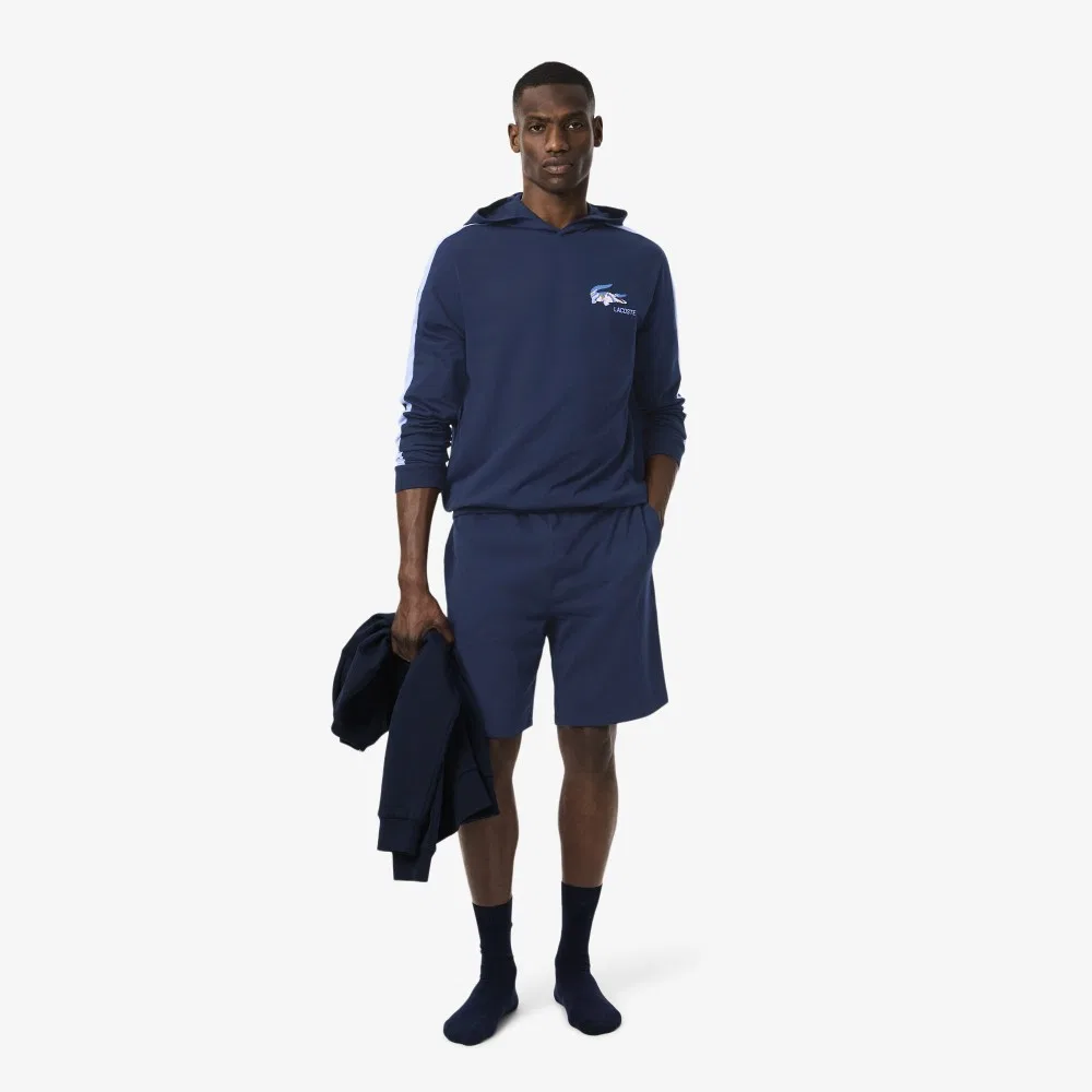 Мужские базовые шорты с логотипом Lacoste синего цвета — фото 4