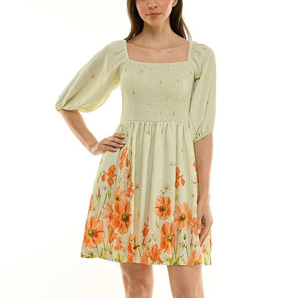 

Женское платье-мини бабydoll из льна с принтом Maison Tara