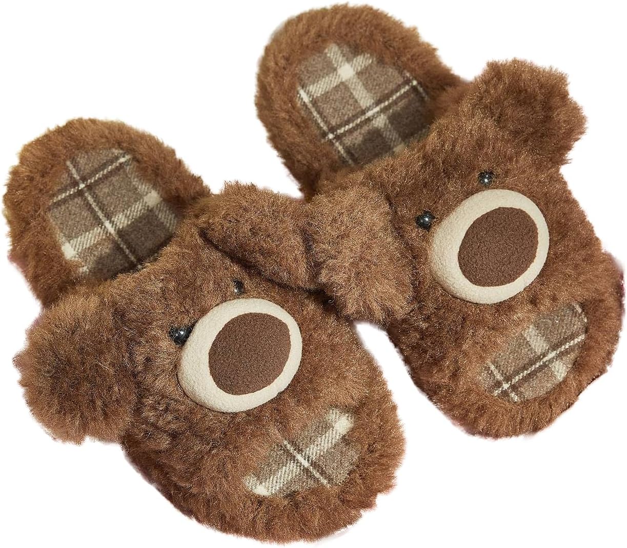 

Меховые тапочки с медведем для женщин и мужчин, утепленные флисом зимние тапочки, милые домашние туфли для дома и улицы Yafirgeer, коричневый