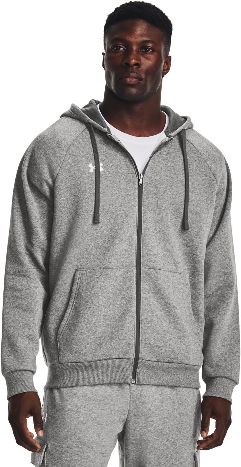 

Флисовая худи Rival на молнии во всю длину Under Armour, цвет Castlerock Light Heather/White
