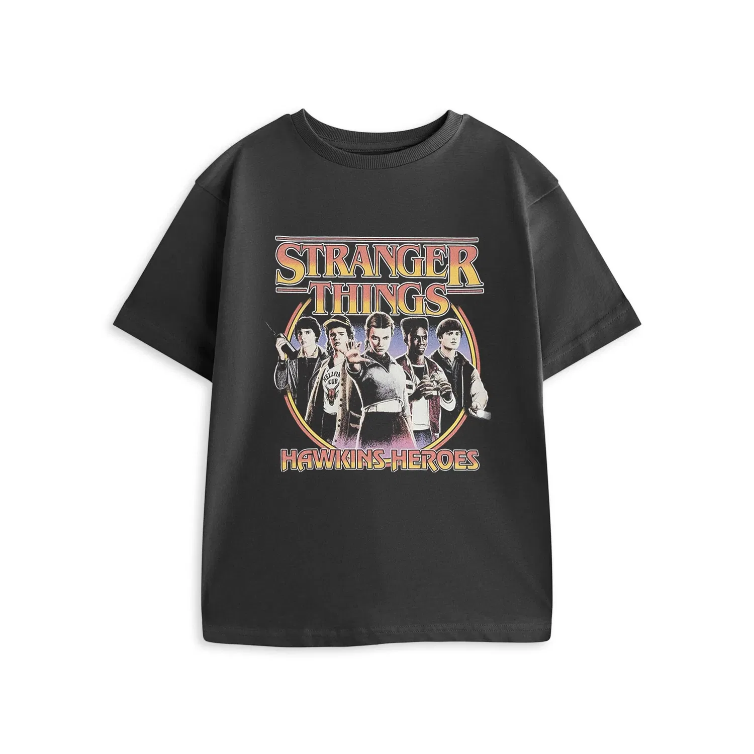 Футболка детская с принтом Stranger Things Heroes, серый