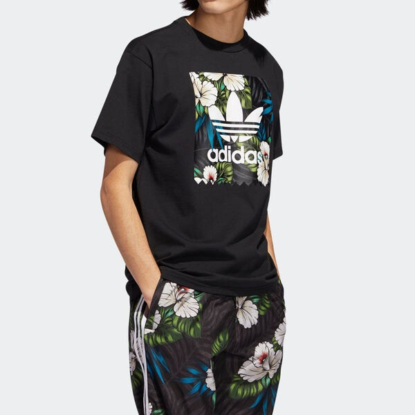 Футболка originals flowers printing short sleeve black Adidas, черный — фото 4