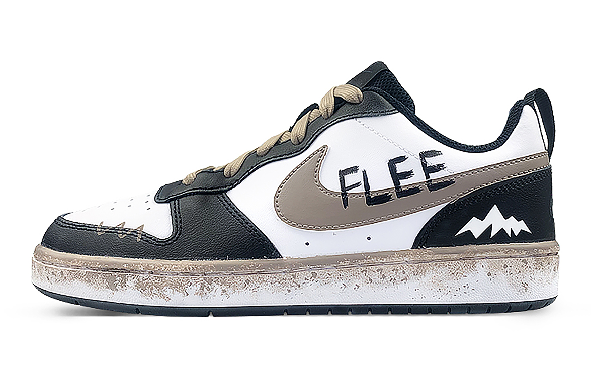 

Детские кроссовки для скейтбординга Court Borough Low 2 Low Top для подростков Nike, белый/коричневый/черный