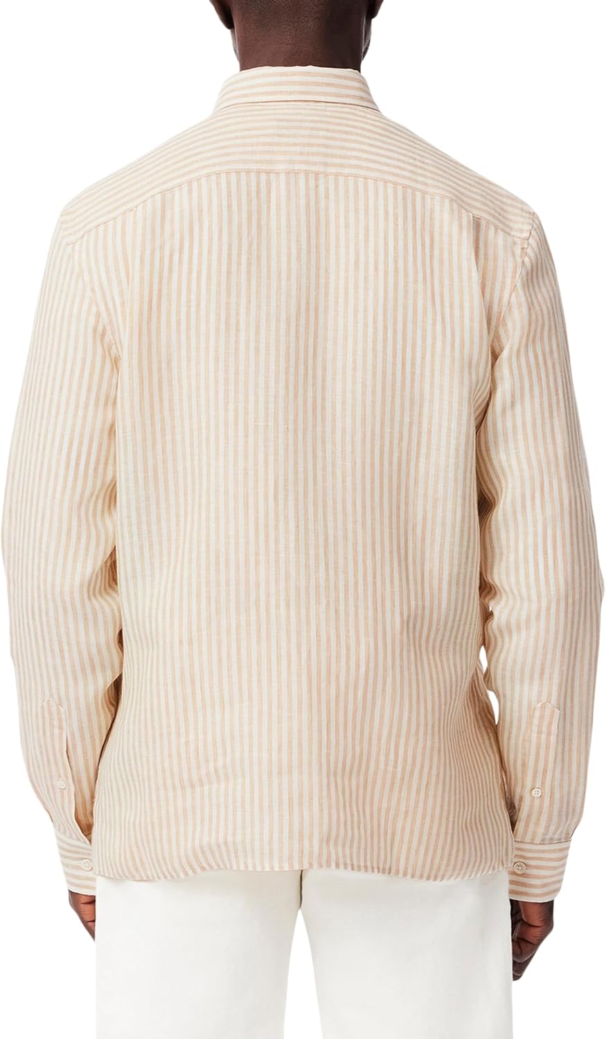 Lacoste мужская повседневная рубашка на пуговицах Regular Fit из льна, White/Croissant — фото 3