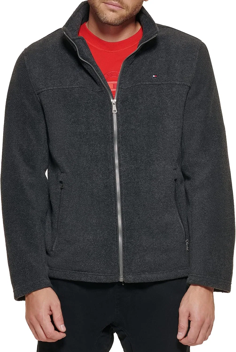 Классическая куртка Tommy Hilfiger на молнии из флиса, Charcoal