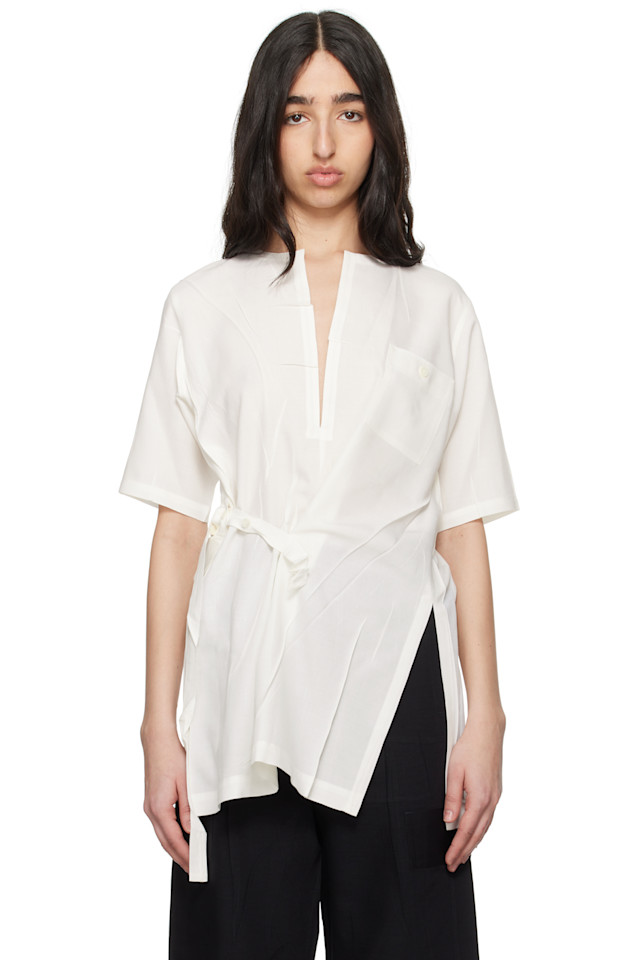 

Блузка с рельефным узором Issey Miyake, белый