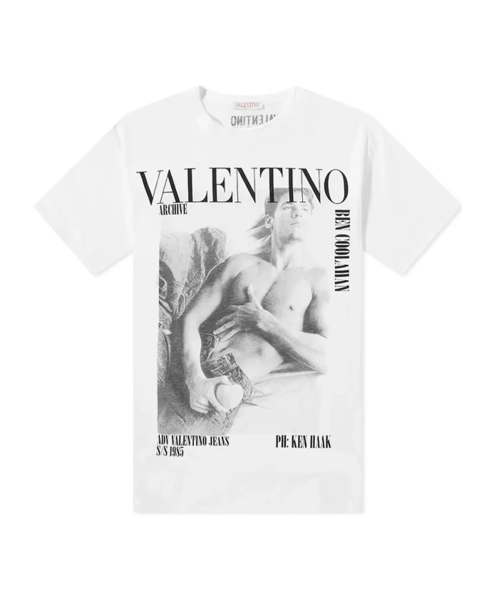 

Хлопковая футболка S с принтом логотипа Valentino, белый