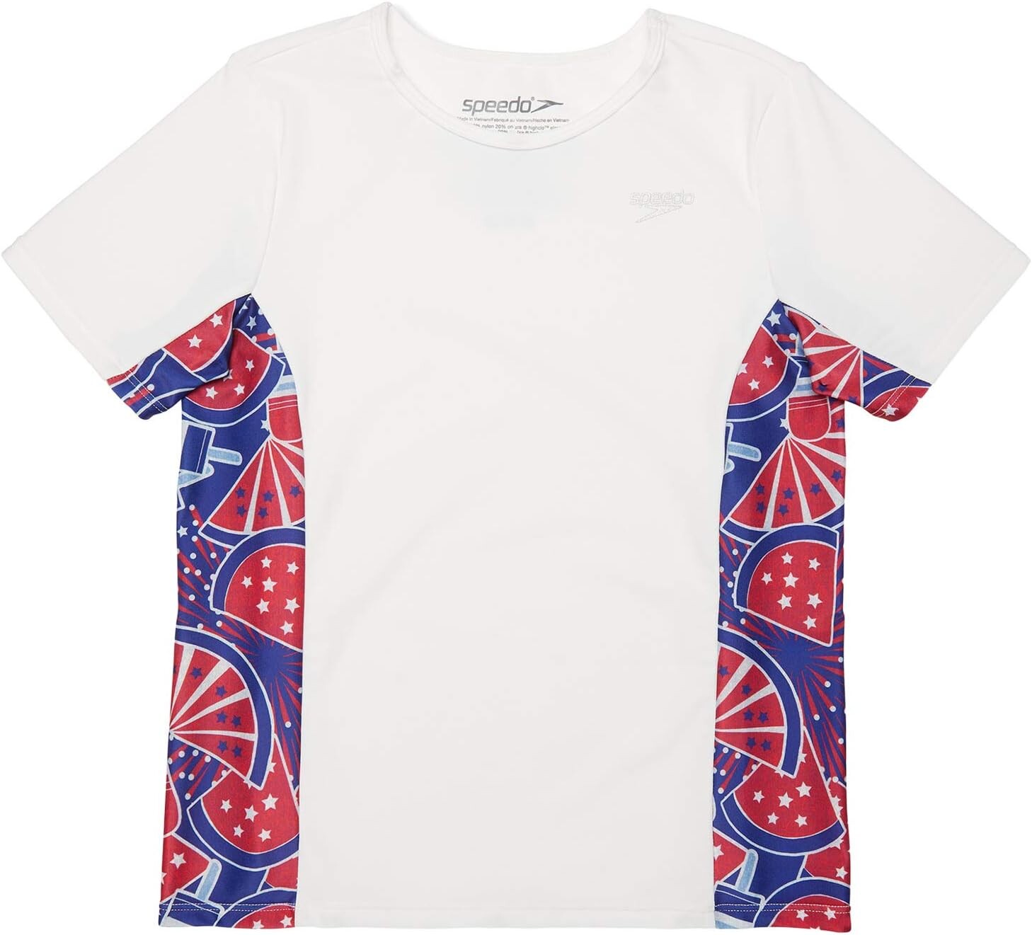 

Купальник Speedo Kids Short Sleeve Printed Splice Rashguard, цвет Speedo Red