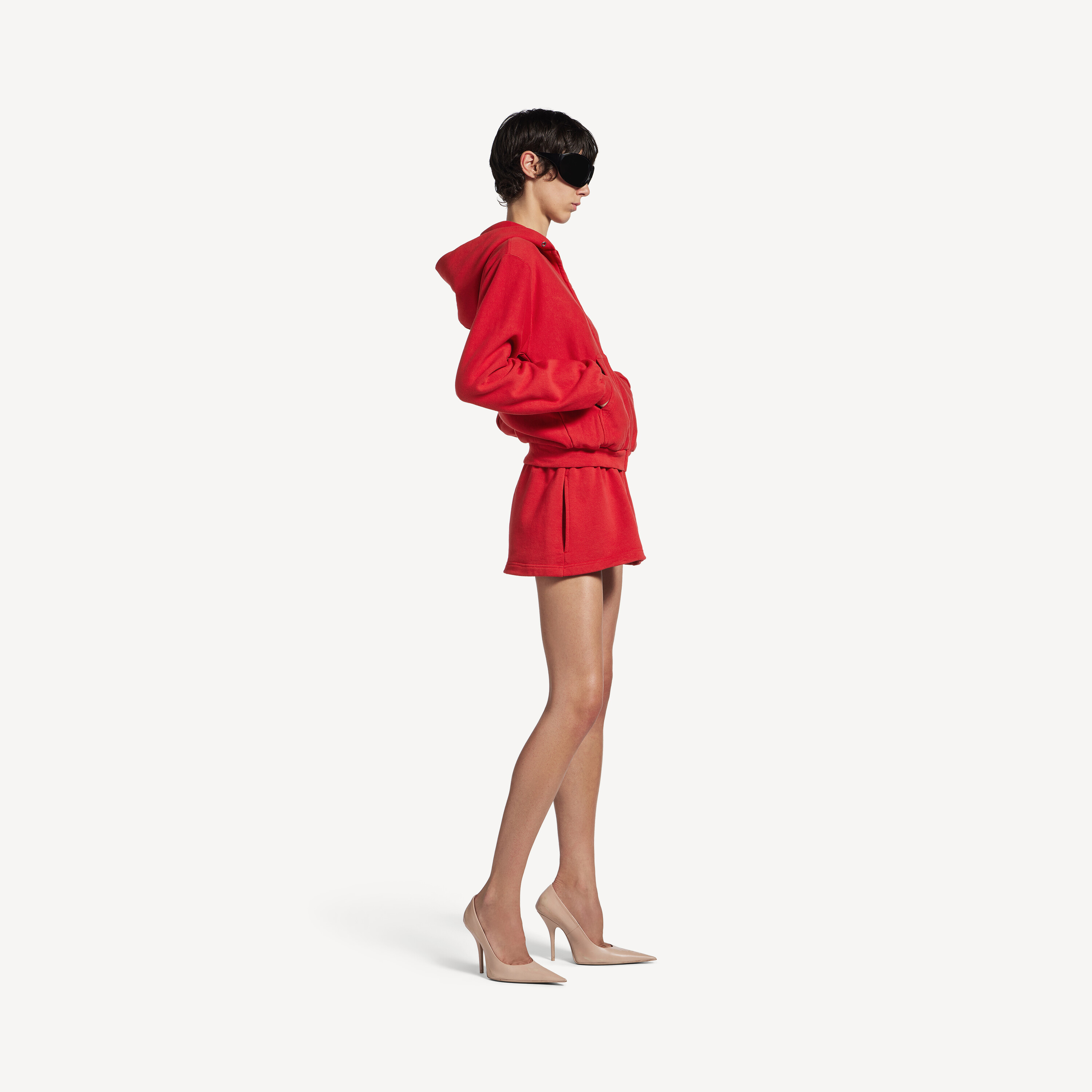 Толстовка Balenciaga Laurel Classic Zip-Up Hoodie Regular Fit, красный — фото 3