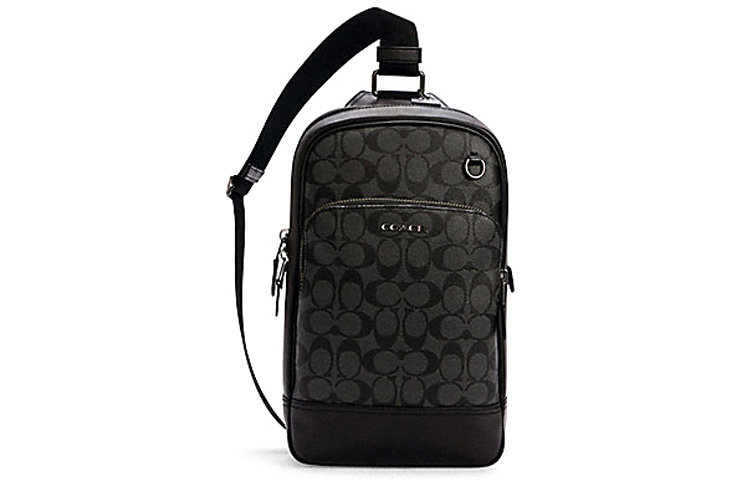 

COACH Кожаный слинг кроссбоди для мужчин небольшой размер черный серый