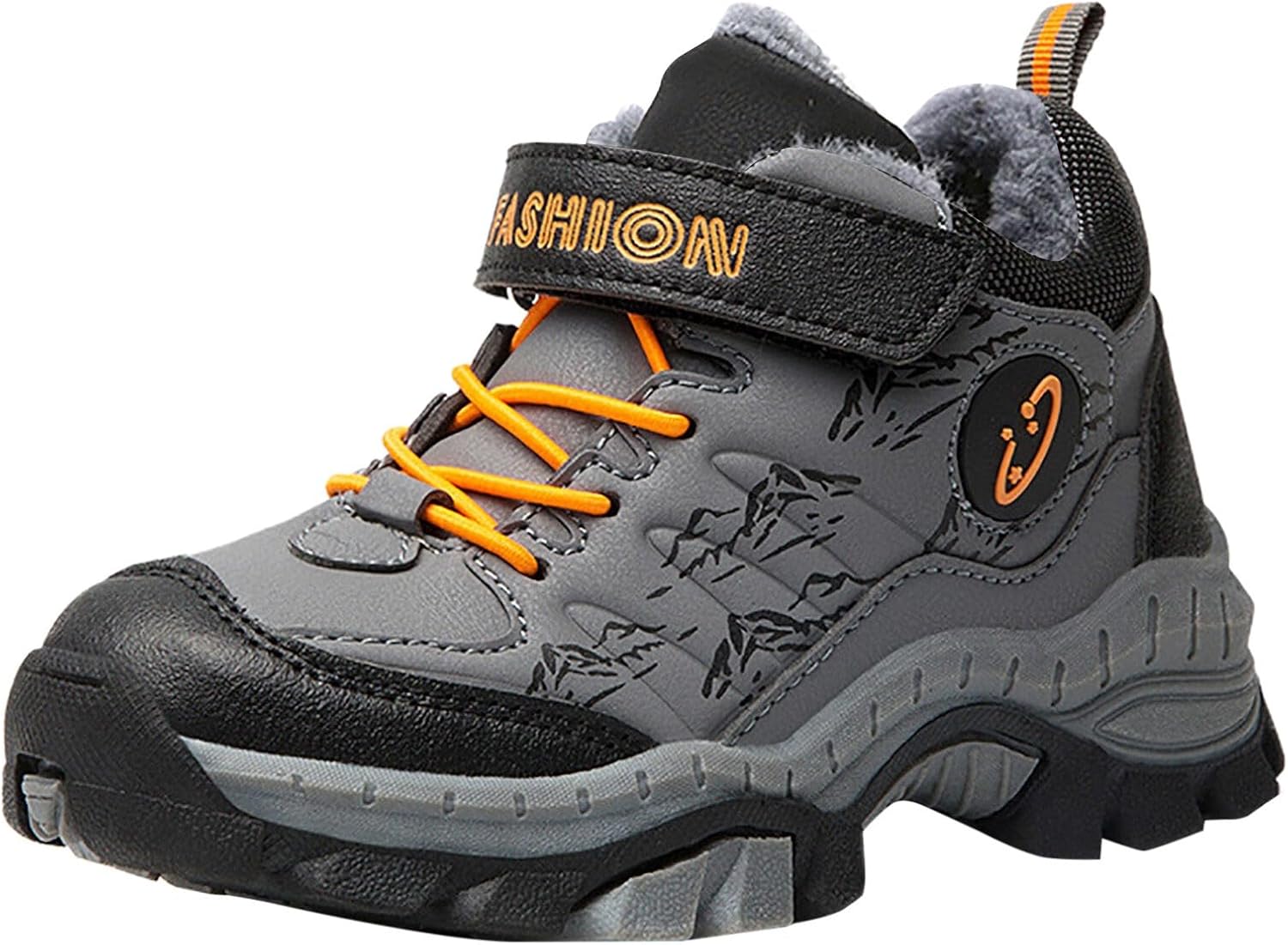 

Детские зимние сапоги Уютные флисовые зимние сапоги Нескользящие прогулочные ботинки Ботинки с искусственным мехом для улицы Ботинки до щиколотки для походов JEUROT, Dark Gray