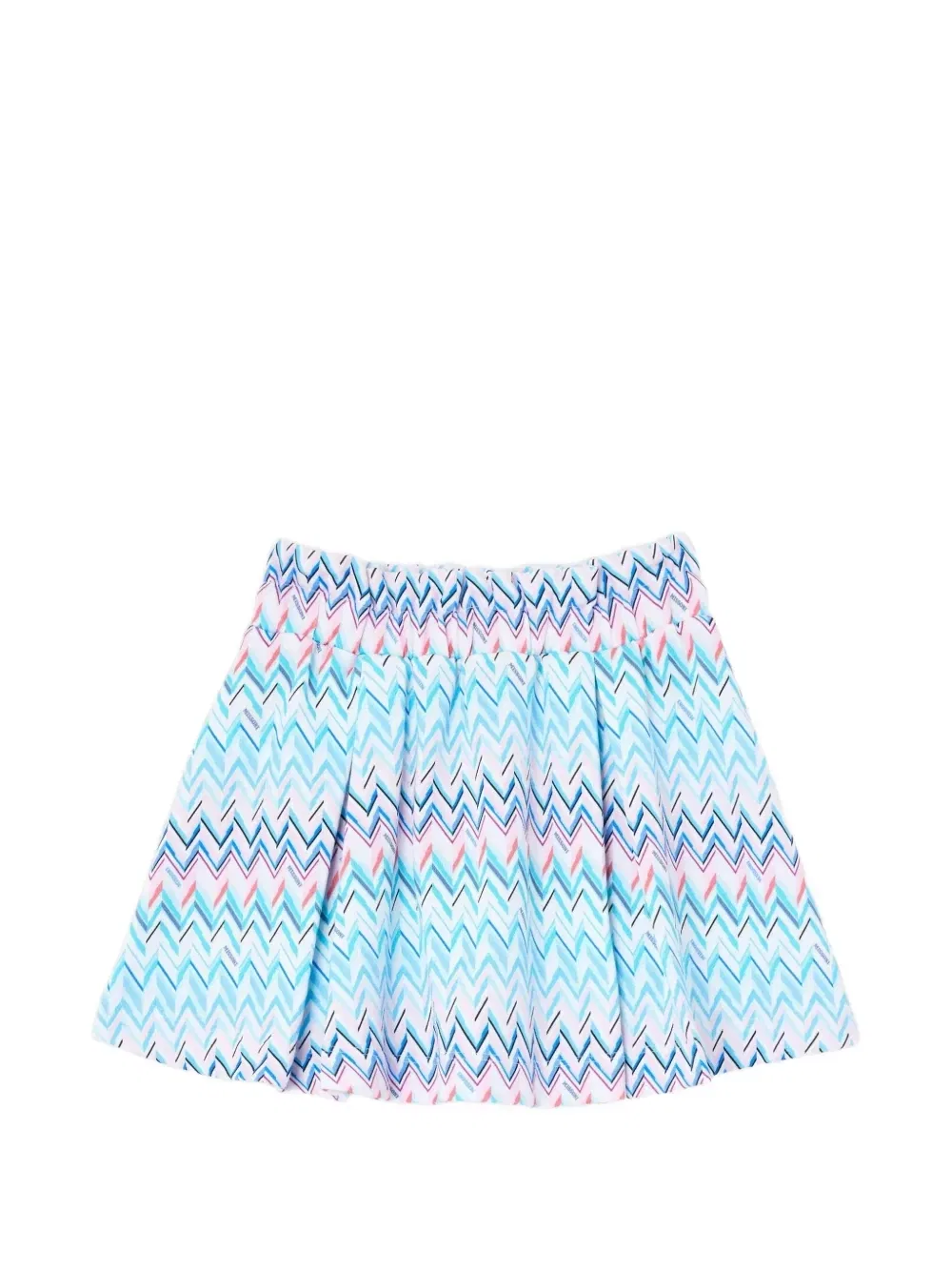 Мини-юбка плиссированная с принтом «зигзаг» Missoni Kids, белый — фото 2