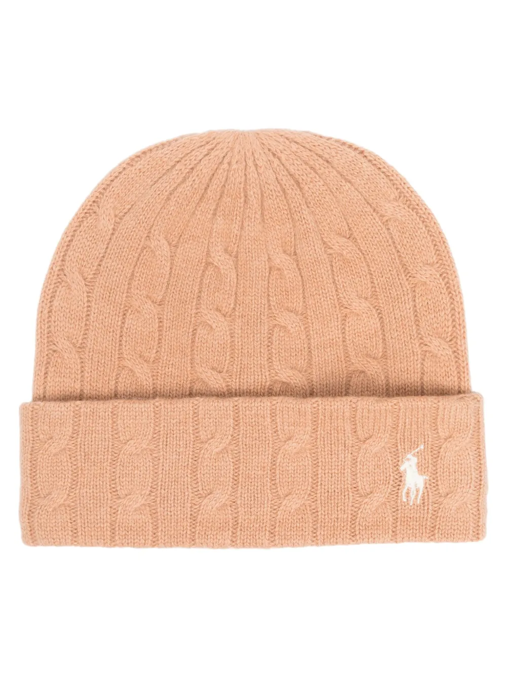 

Шапка бини фактурной вязки с вышивкой Polo Pony POLO RALPH LAUREN, коричневый