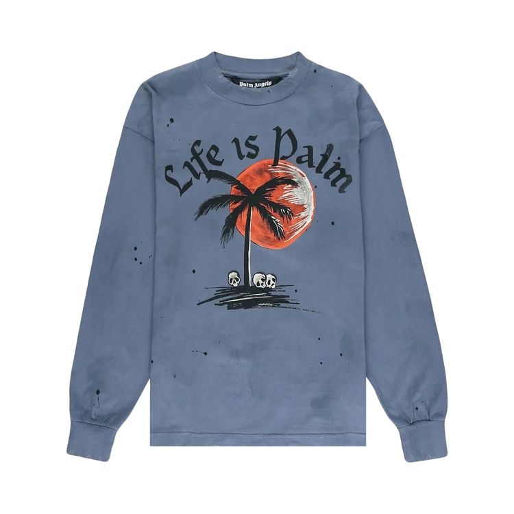 

Футболка Palm Angels Sunset Palm Classic Long-Sleeve Tee 'Indigo', синий