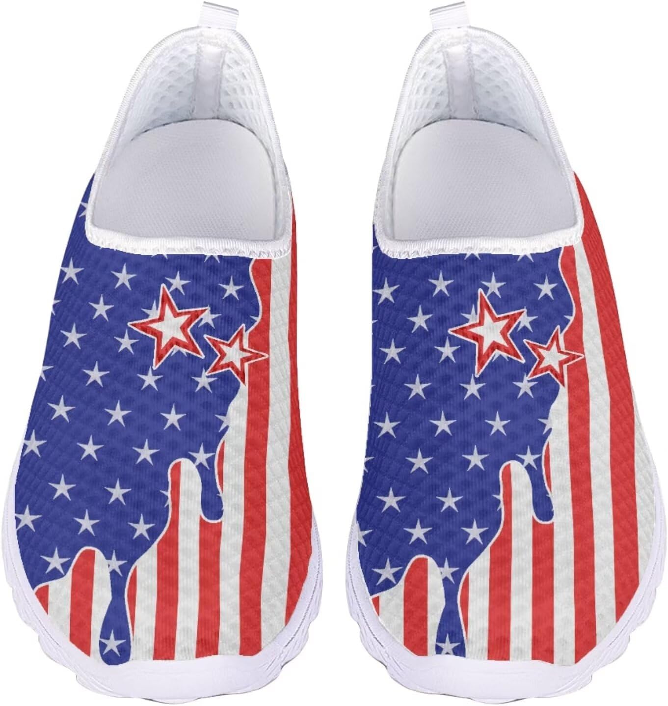 

Кроссовки Jeiento Slip On из сетки для женщин и мужчин, дышащие, пляжные, водные, на плоской подошве, теннисные, для бега и повседневной носки, American Flags Stars Stripes Patriotic