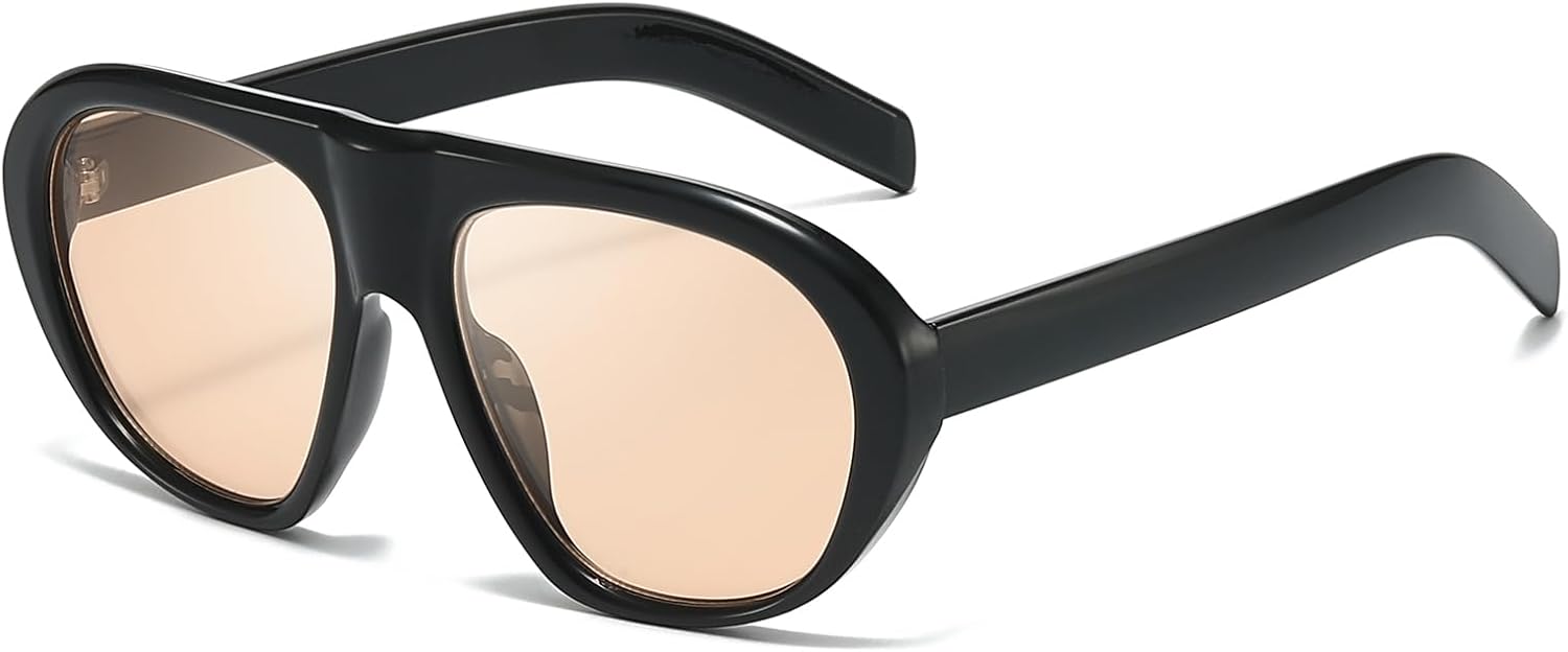 

Винтажные солнцезащитные очки-авиаторы для женщин. Классическая ретро-оправа большого размера для модного использования во время вождения и на открытом воздухе. Защита от УФ-излучения UV400 KISVIBE, 01-black/Champagne