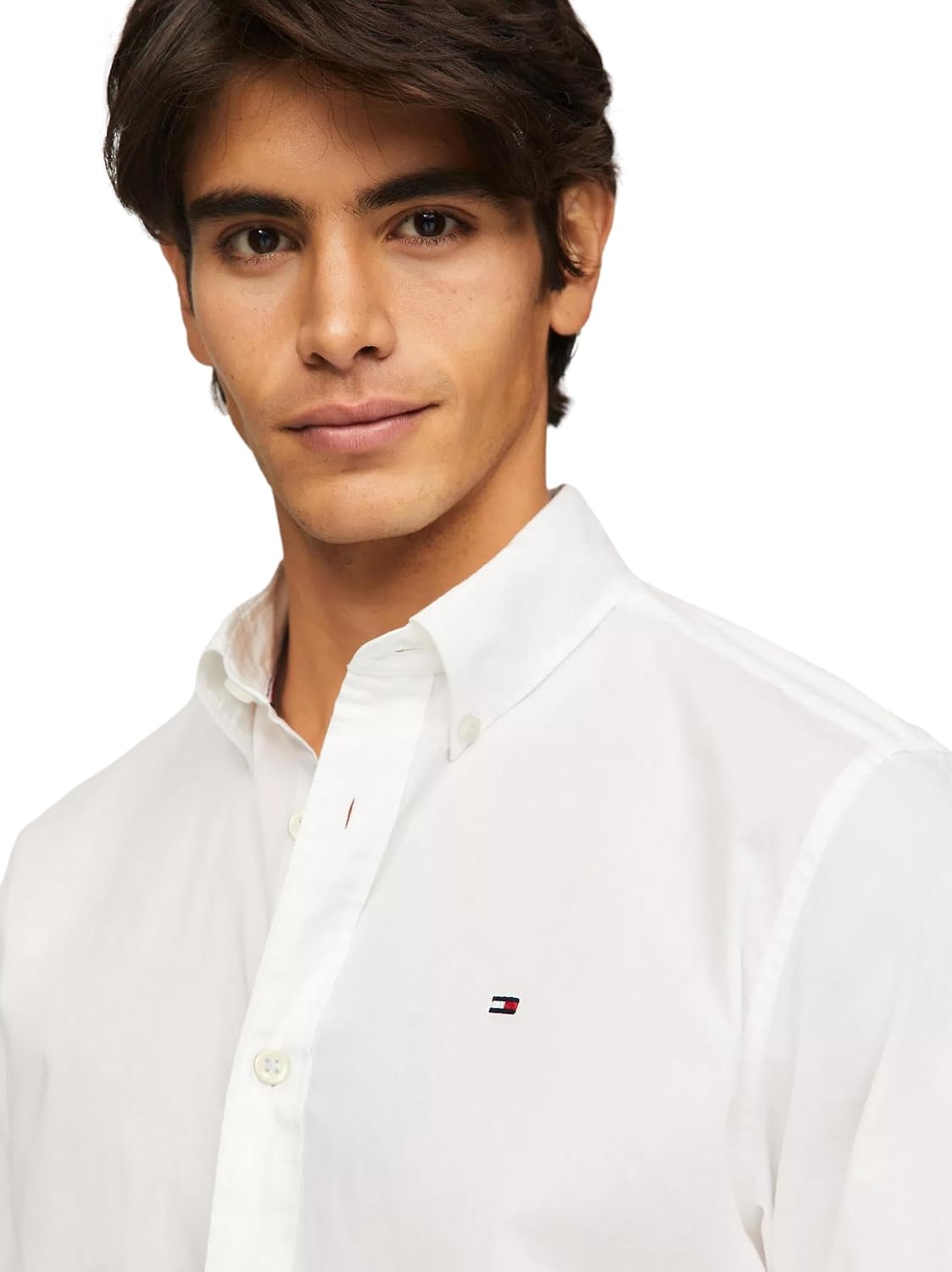 Рубашка Tommy Hilfiger Signature Long Sleeve Casual Button Down, оптически белый поплин — фото 3