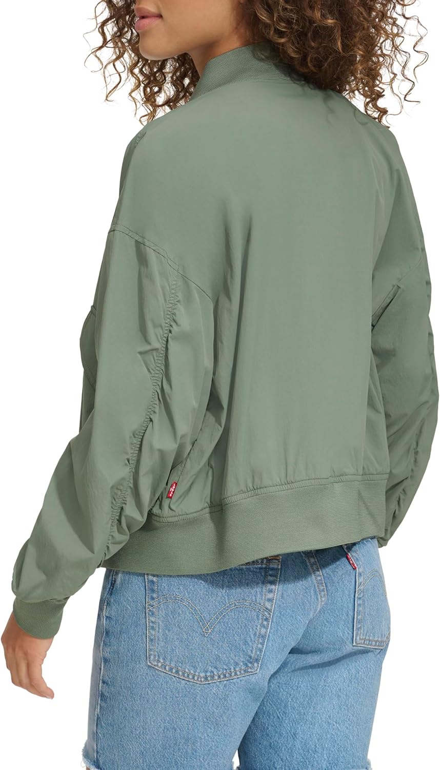Женская бомбер-куртка Levi's легкая на молнии, зеленый — фото 3