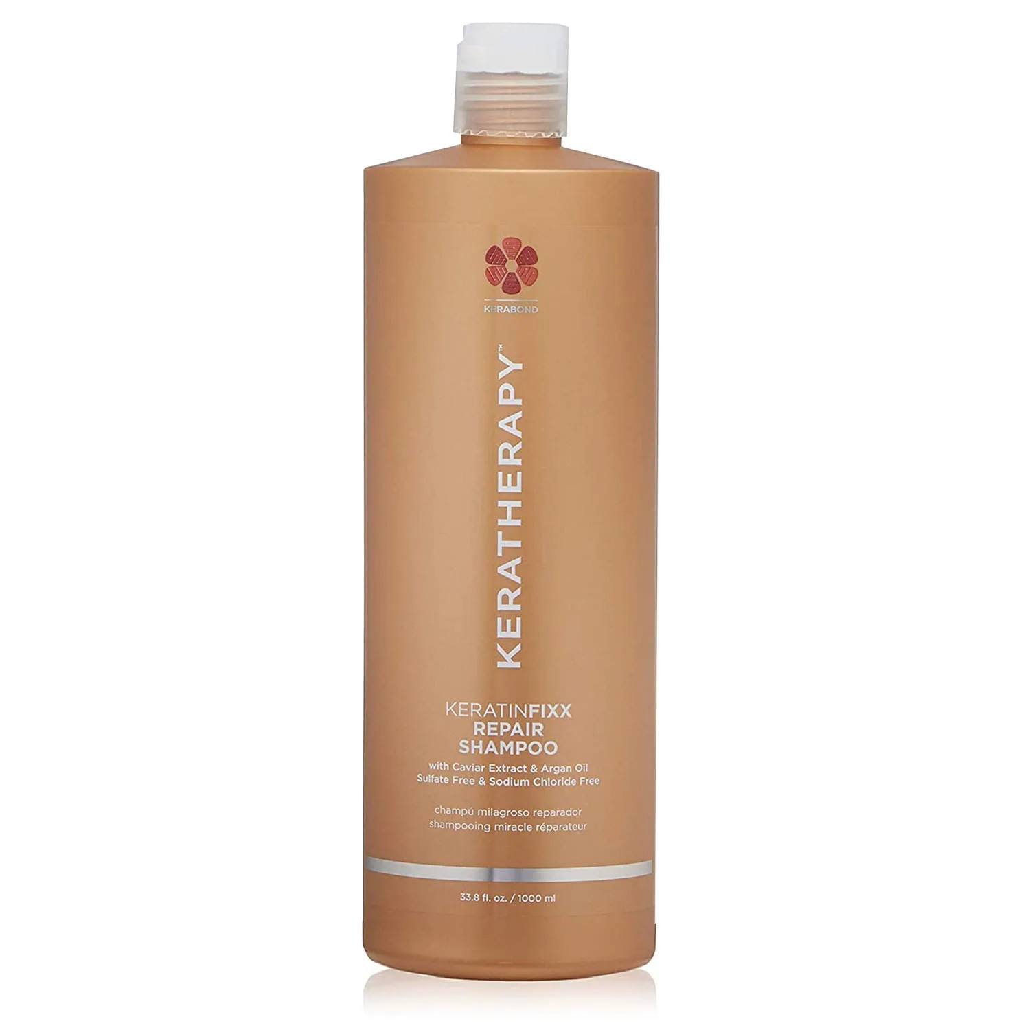 KERATHERAPY Keratin Infused KeratinFIXX Repair Shampoo, 1000 мл - шампунь для восстановления сухих, поврежденных или пушащихся волос с экстрактом икры, аргановым маслом и технологией Kerabond