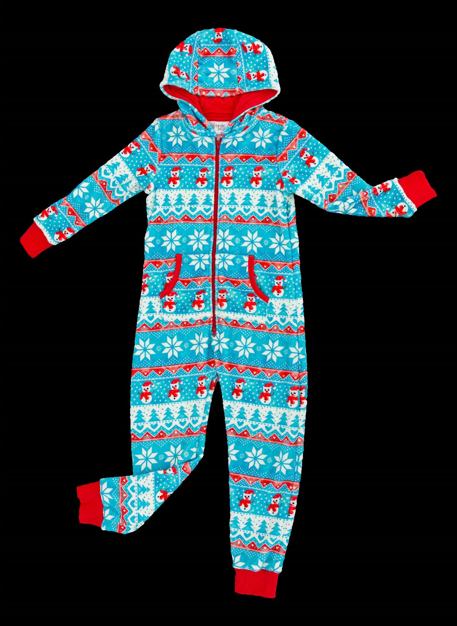 Детский комбинезон с капюшоном из микрофлиса в морозном стиле Fair Isle Birdie Bean, frosty fair isle — фото 3