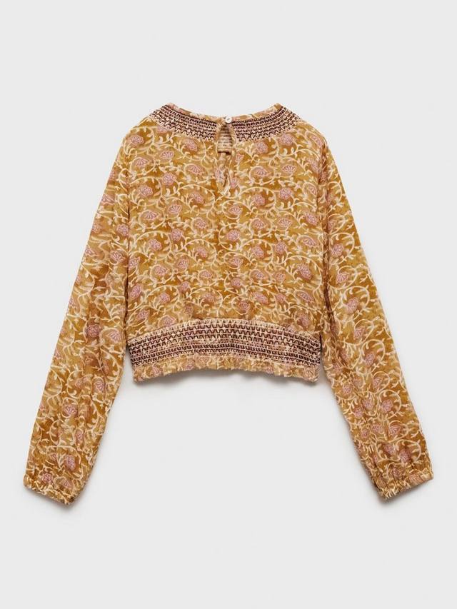 Детская блузка Lourdes с цветочным принтом и сборками Mango, Dark Yellow — фото 2