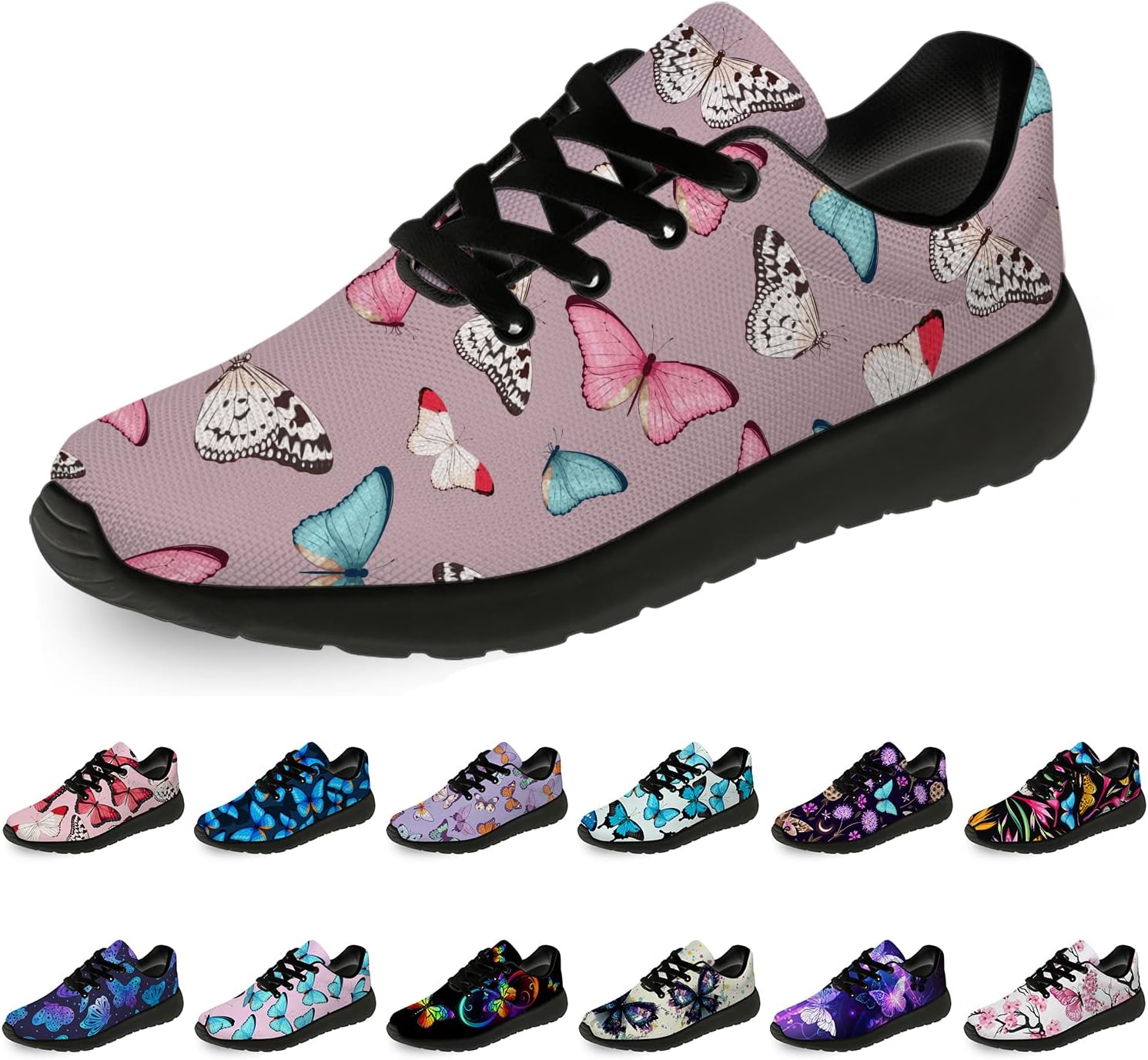 

Кроссовки с бабочками для женщин и мужчин, легкие для бега, прогулок и тенниса, женские и мужские кеды, обувь с бабочками, подарки Horethy, пурпурный