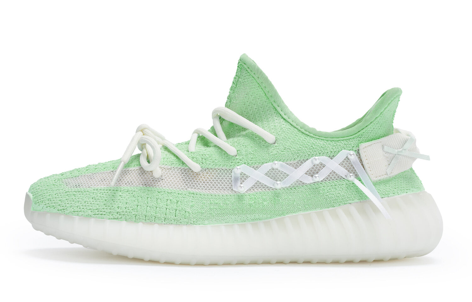 Yeezy Boost 350 V2 Антискользящие Износостойкие Низкие Повседневные Кроссовки Унисекс Белый Зеленый Adidas Originals — фото 3