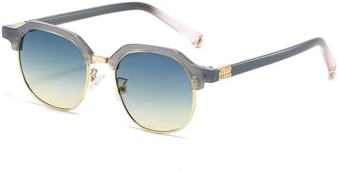 

Новые солнцезащитные очки в полуободковой оправе 2025 года для мужчин, овальные солнцезащитные очки для женщин, винтажные очки, женская защита от УФ-излучения UV400 DSXLY, Gray Green Tea