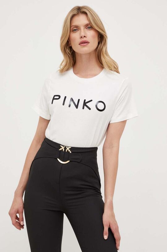 

Хлопковая футболка Pinko, бежевый