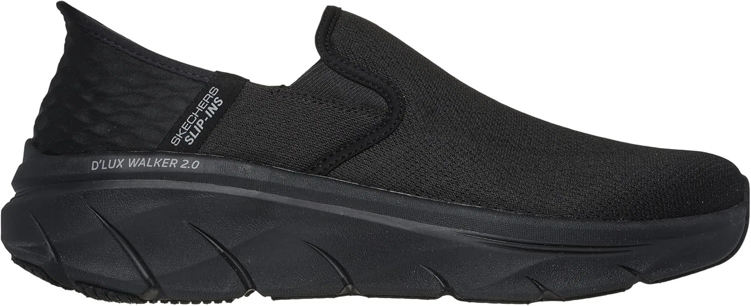 Мужские слипоны Skechers D'lux Walker 2.0 Rezinate с очень широкой колодкой, не требующие использования рук, Black — фото 2