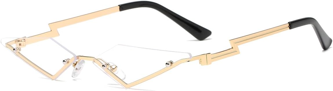 

Солнцезащитные очки JOVAKIT без оправы в форме ромба для женщин и мужчин, модные многоугольные солнцезащитные очки в металлической оправе, для рейв-вечеринок и Хэллоуина, 06 Clear Lens