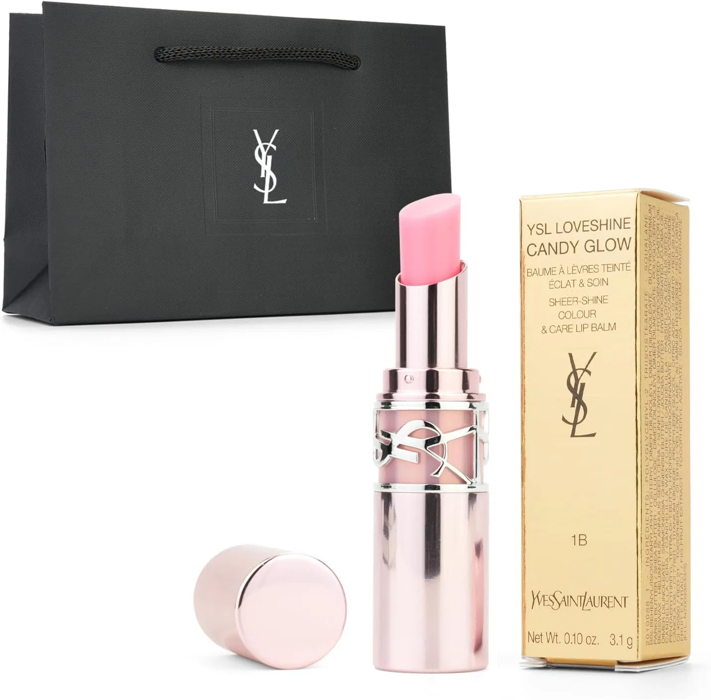Губная помада Yves Saint Laurent Love Shine Candy Grow Balm, оттенок #1B Pink Sunrise, 3.1 г