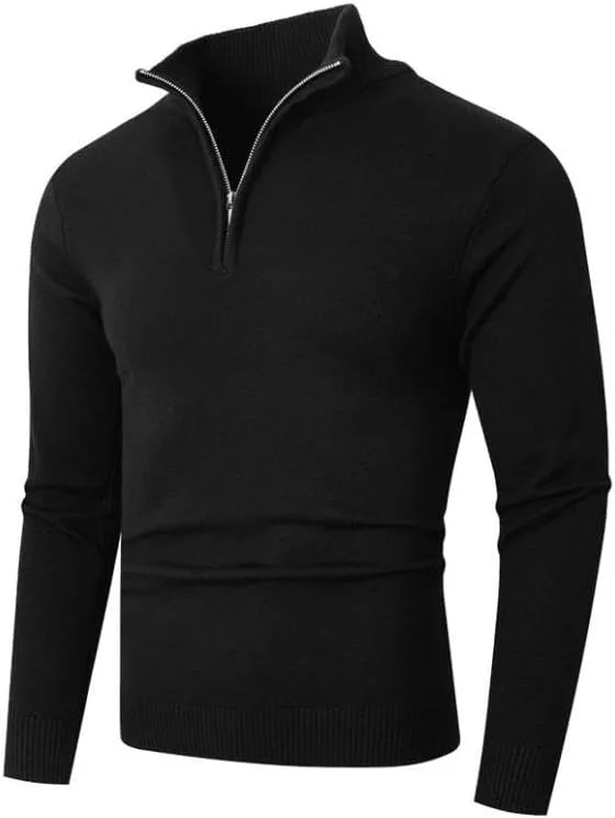 Мужской свитер-поло с высоким воротником и длинным рукавом, Slim Fit — фото 2
