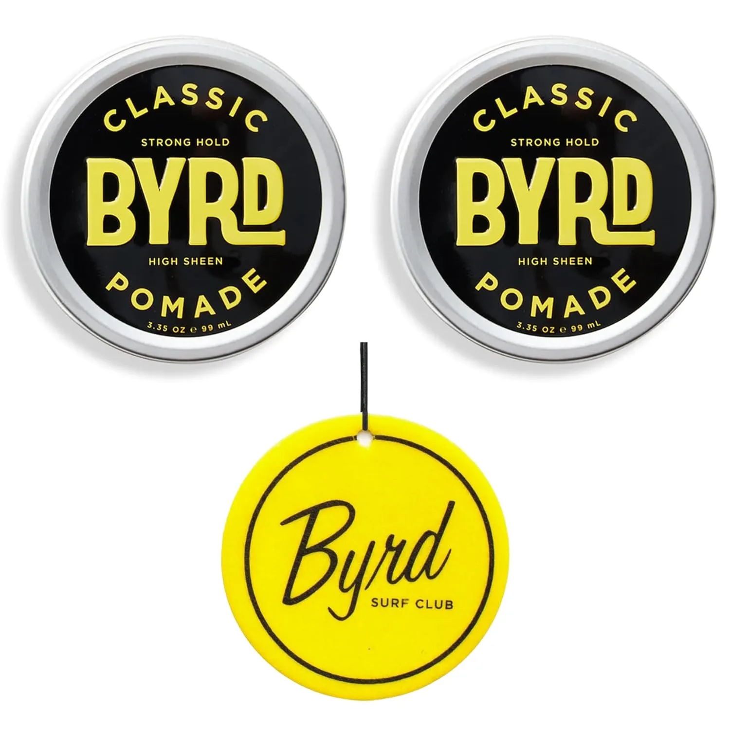 Classic Pomade для мужчин BYRD Hairdo Products, 2 шт - сильная фиксация, глянцевый блеск, гибкая текстура для всех типов волос, плюс освежитель воздуха Salty Coconut с приятным морским ароматом, 95 г каждый 94.97 г (2 шт.)