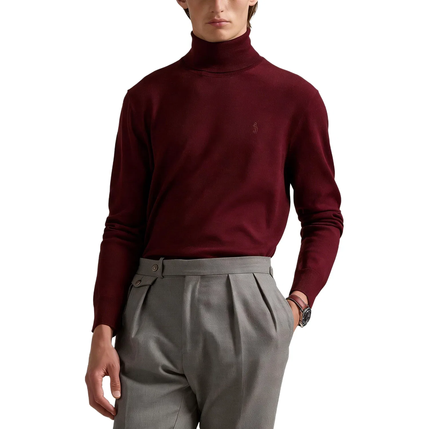 Свитер классический мужской Polo Ralph Lauren красный — фото 4