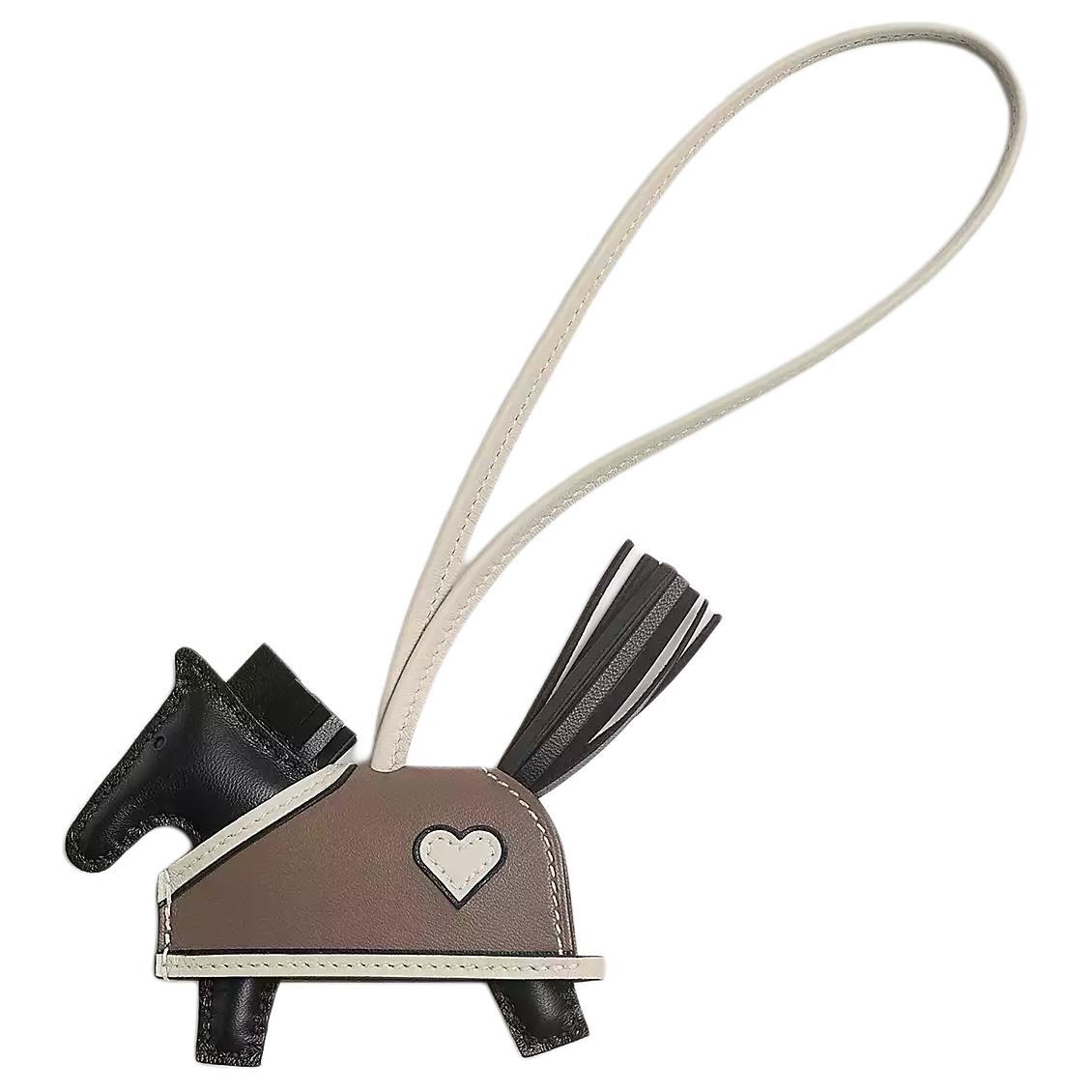 

HERMES Сумка кожаная унисекс малая аксессуар, Black & Chalk & Gray & White