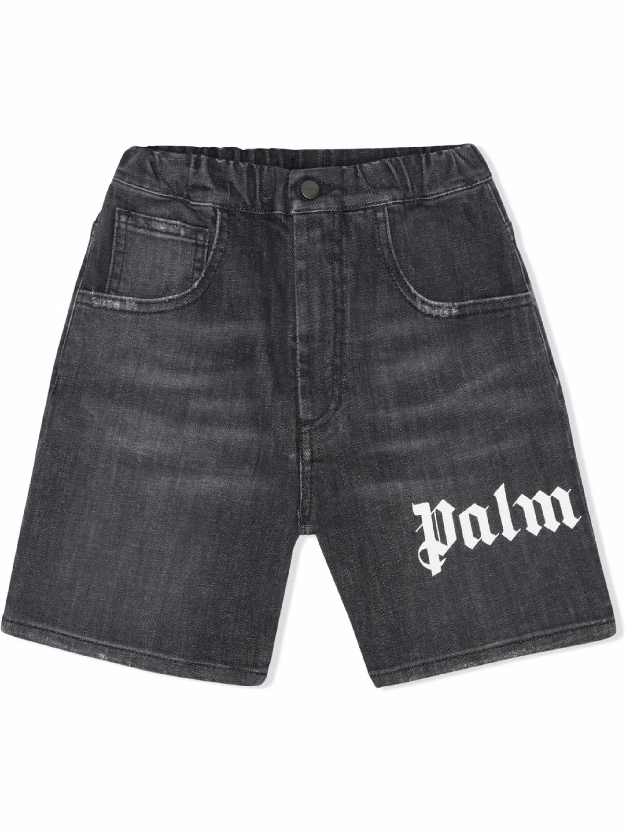 

Джинсовые шорты с завышенной талией и логотипом Palm Angels Kids, черный