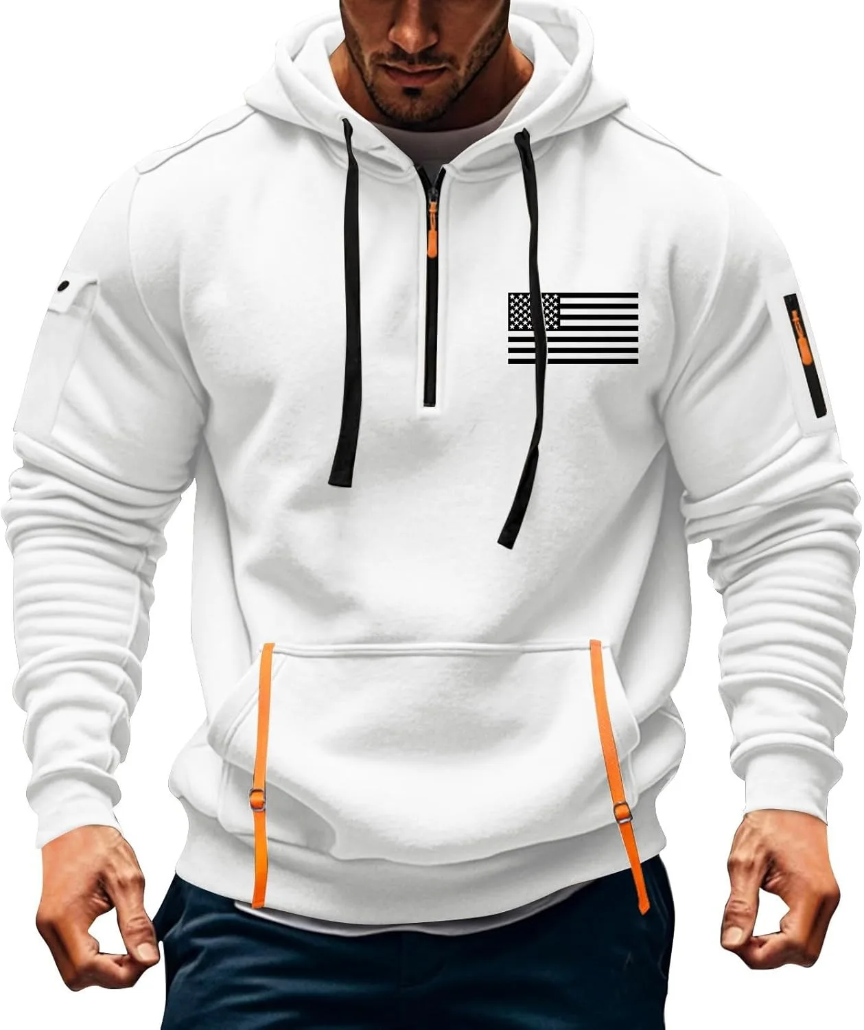 

Тактический худи для мужчин с четвертью молнии и карманами DNKZWUPUP