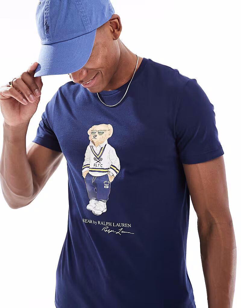 

Футболка Polo Ralph Lauren Heritage Bear Print Classic oversize темно-синего цвета