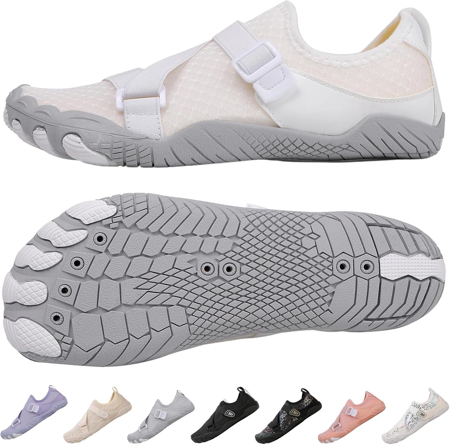 

Сандалии Kiyenus с широким носком для ходьбы для мужчин и женщин, нескользящие кроссовки для водных видов спорта, обувь для пляжа, плавания и бассейна, белый