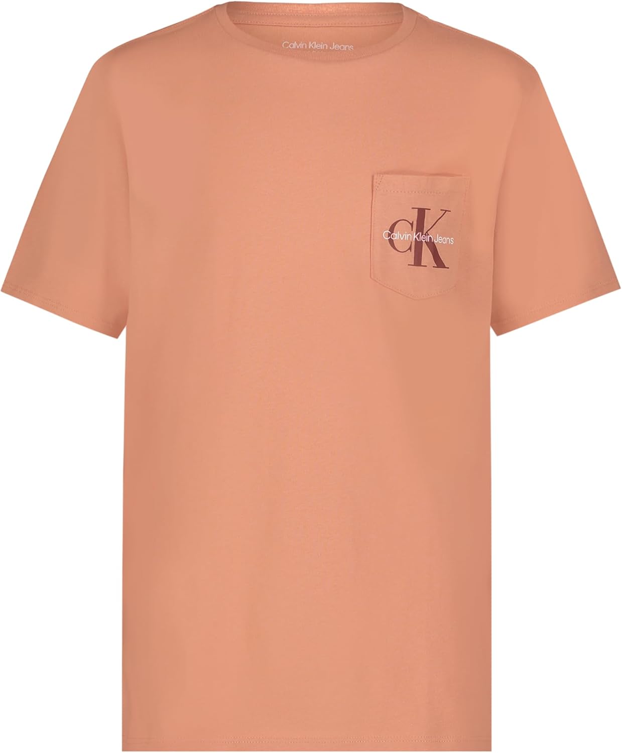 

Футболка Calvin Klein Boys с коротким рукавом, карманом, логотипом и круглым вырезом, мягкая, удобная, свободного кроя, Clay