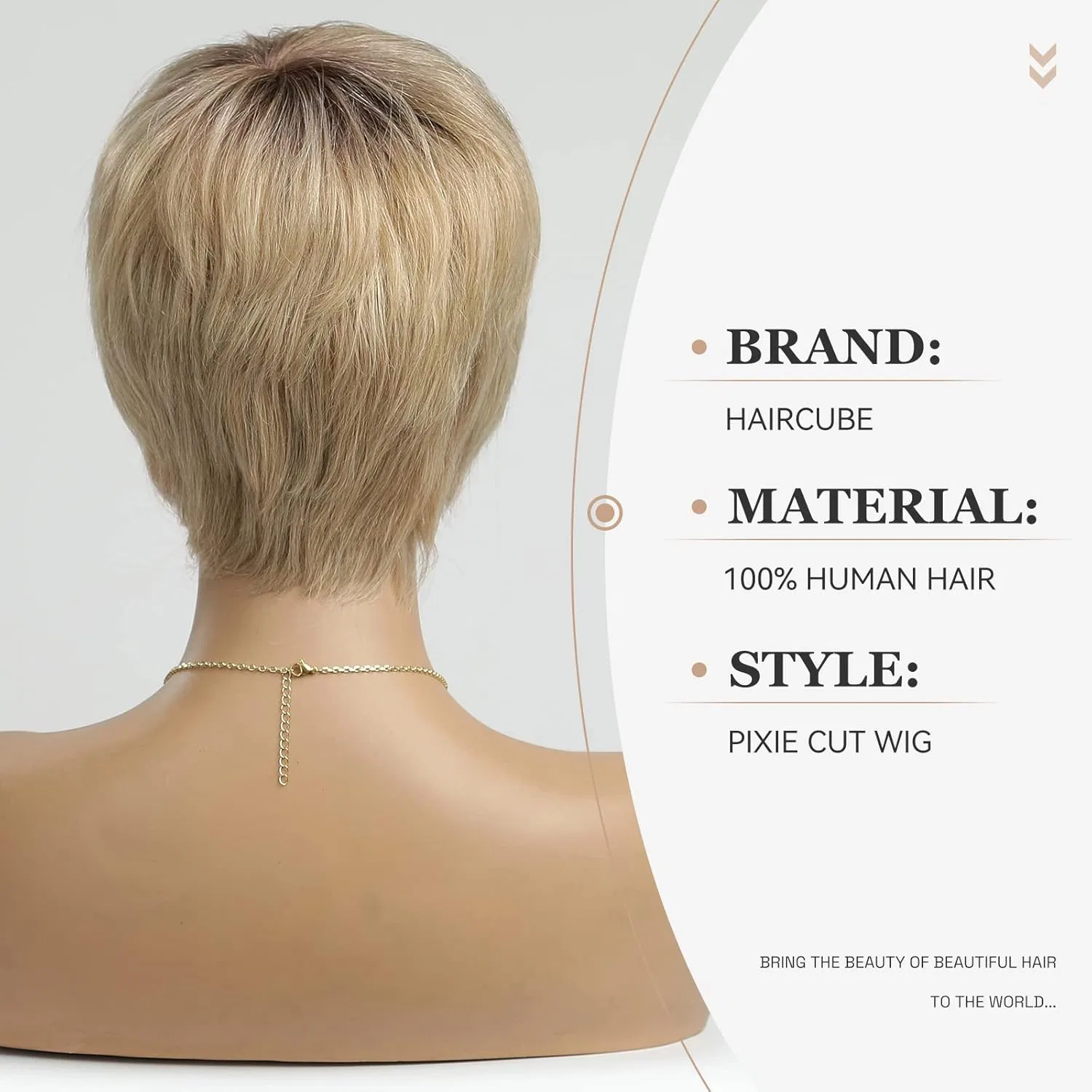 Женский парик «Pixie Cut» из натуральных волос HAIRCUBE Haircube, Sand Blonde — фото 4