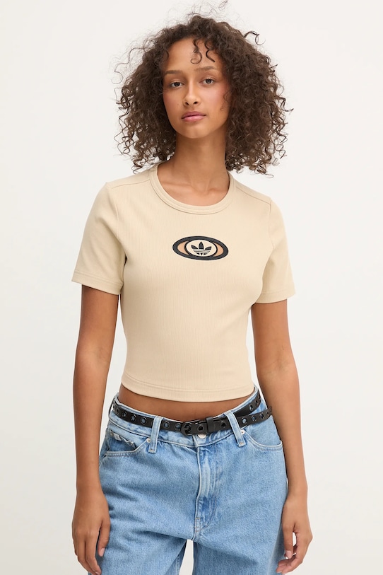 

Футболка с ажурными вставками Cut Out Rib Tee Adidas Originals, бежевый