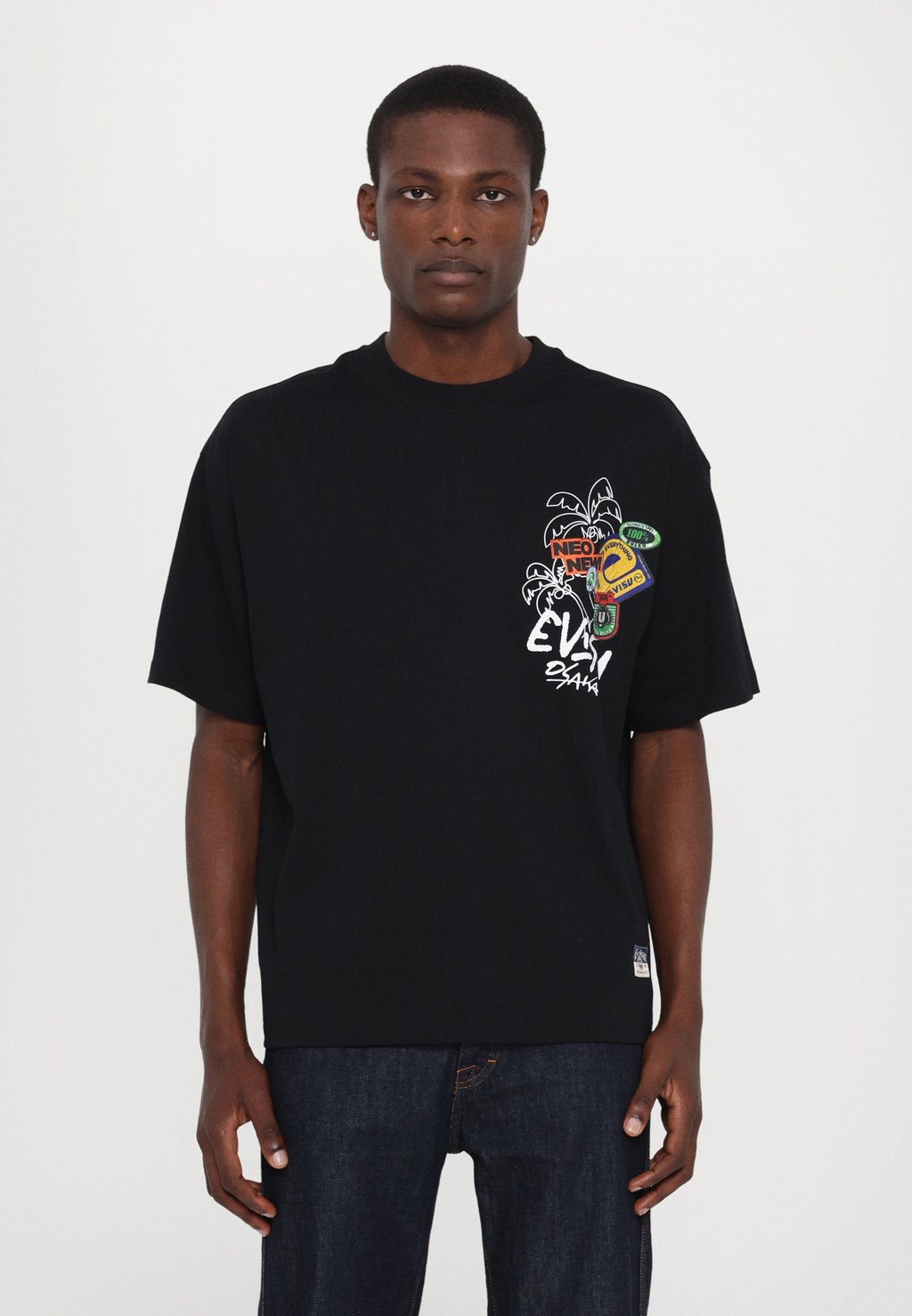 

Футболка с принтом DARUMA WITH STICKERS TEE Evisu, черный