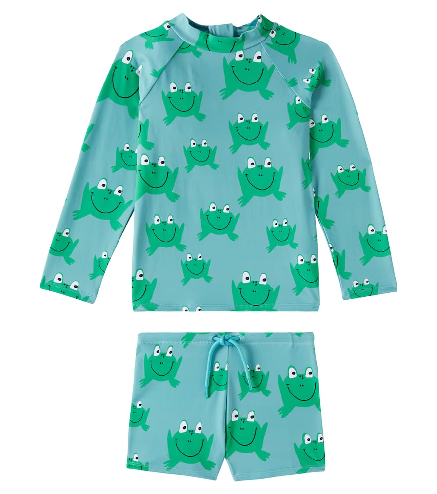 

Комплект топ-рашгард Frog и плавки Stella McCartney Kids, Aquerllo/Multicolor