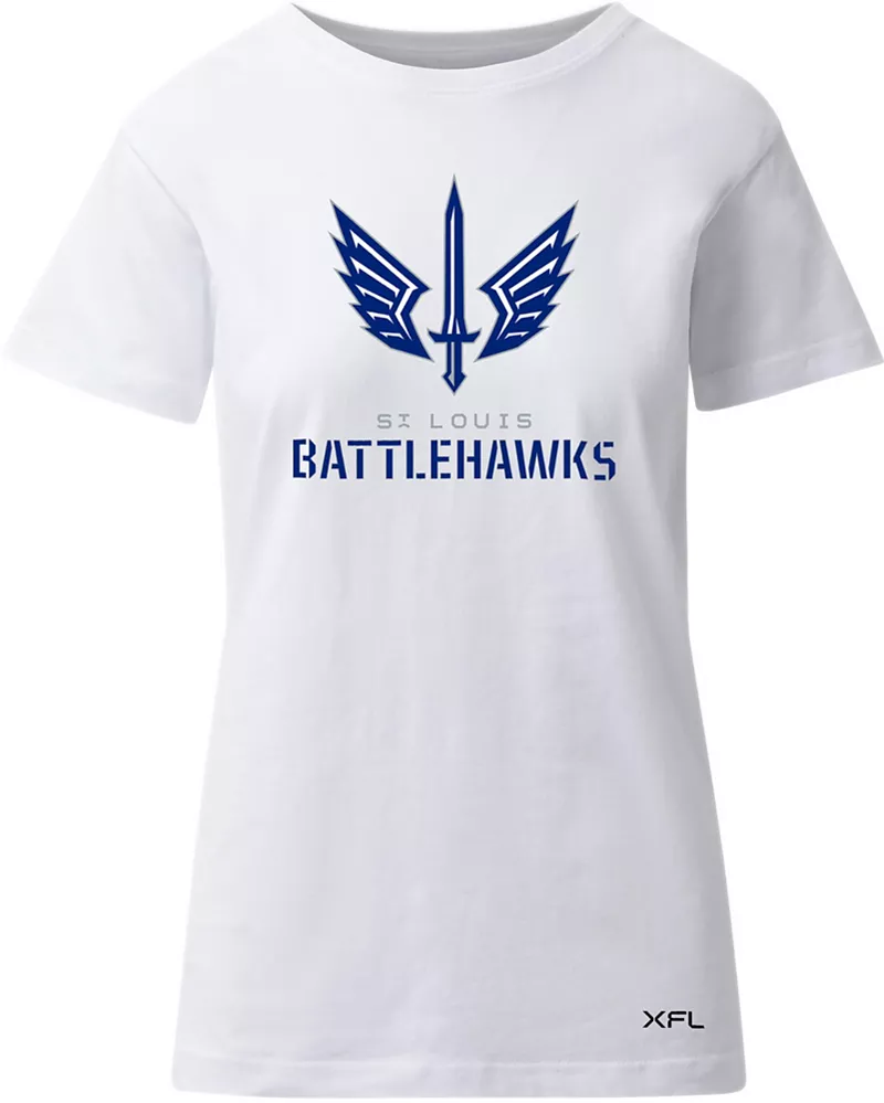 

Женская белая футболка с логотипом St. Louis Battlehawks Lockup UFL