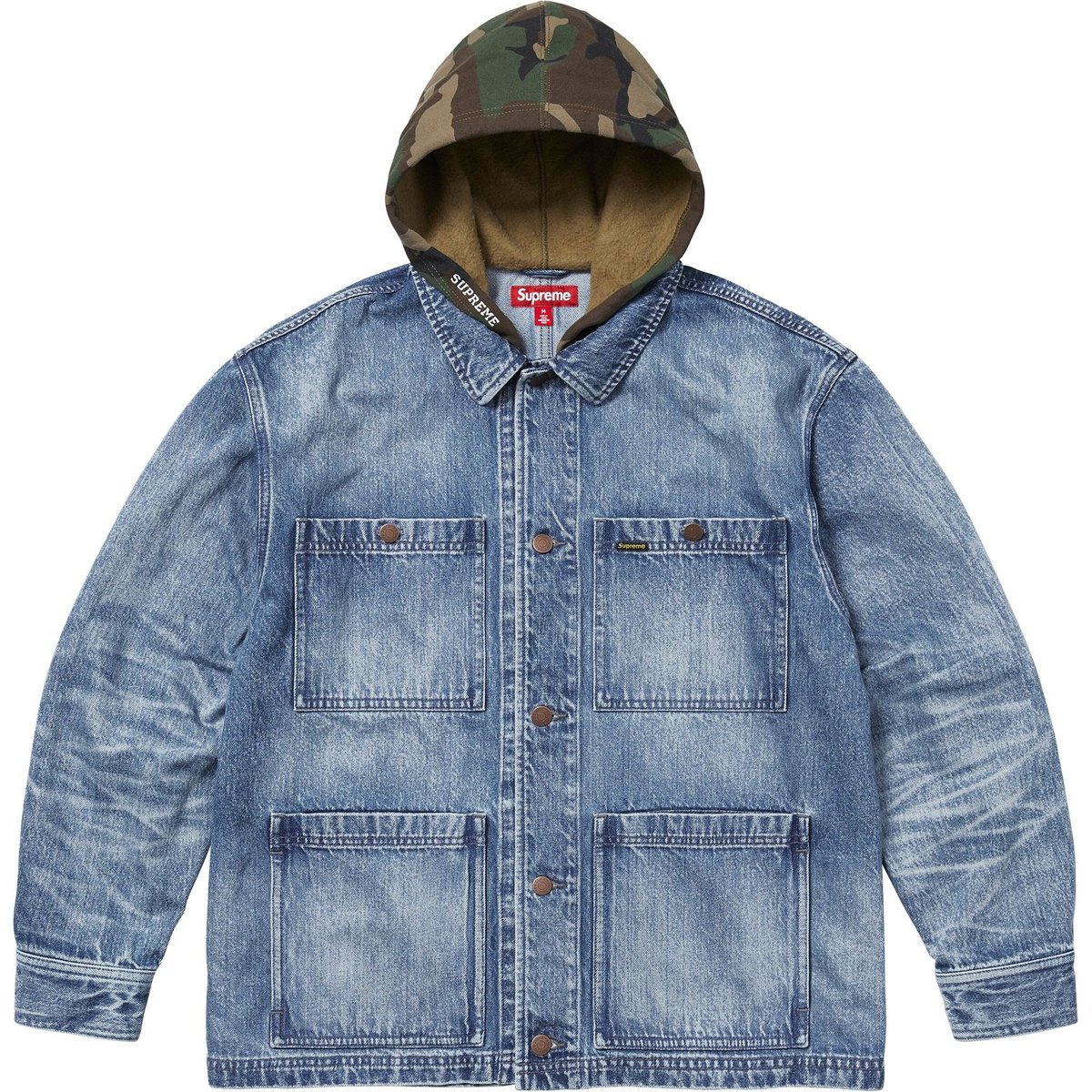 

Supreme Поношенное худи рабочей куртки, Denim