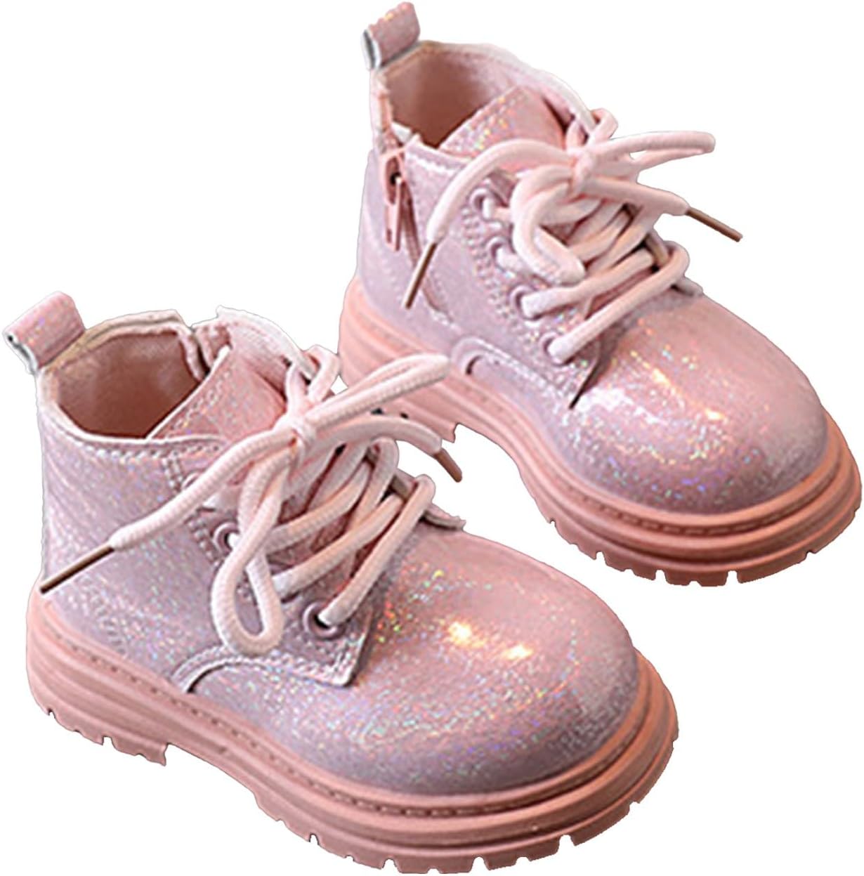 

Детские ботинки IWIHMIV для девочек с блестками, с боковой молнией, короткие ездовые ботинки, удобная мягкая подошва, праздничные ботильоны для малышей, Pink