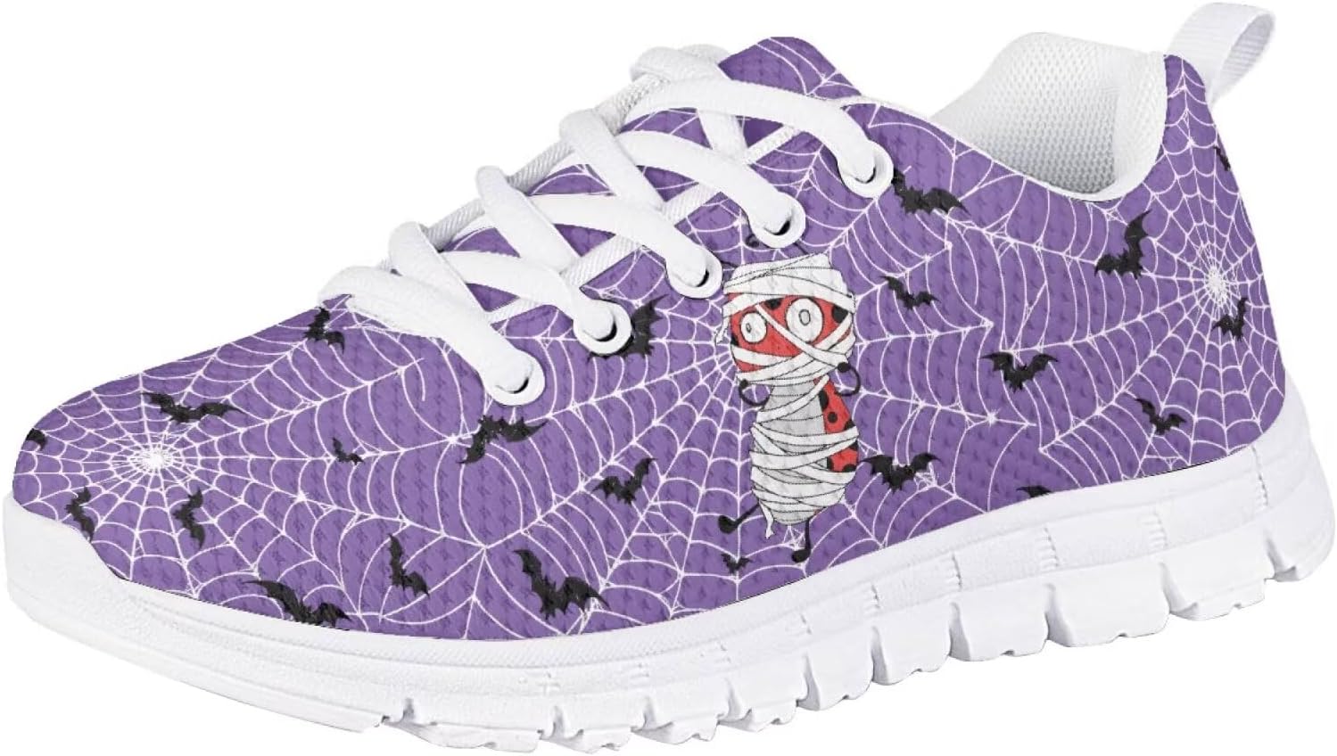 

Детские кроссовки Forchrinse для девочек и мальчиков, шнуровка, беговые и теннисные, легкая спортивная обувь, обувь для праздничных мероприятий, Halloween Ladybug Spider Web