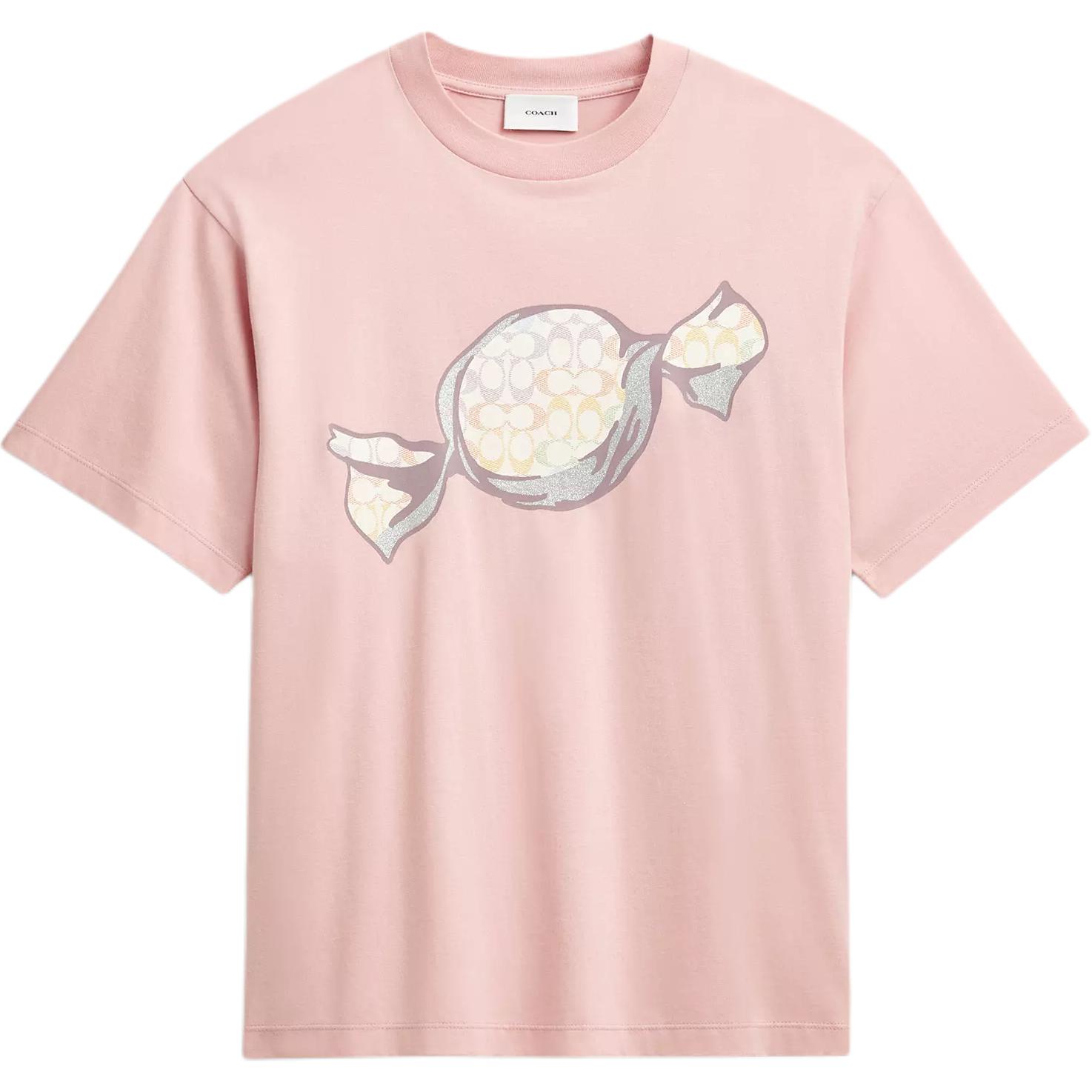

COACH Футболка женская розовая, Розовый, COACH Футболка женская розовая